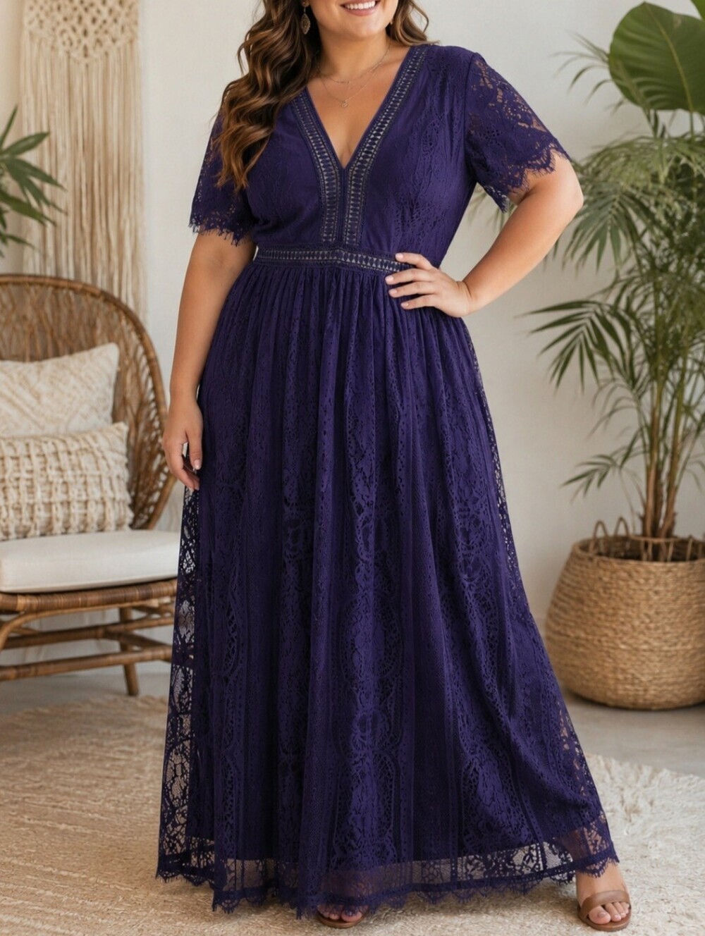 Purple lacey maxi dress 2XL festival Fairy boho gypsy shear cottagecore feminine